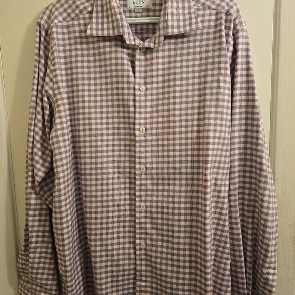 ETON Contemporary Signature Twill plaid check button up dress shirt 17.5/44 (XL) - Picture 6 of 7